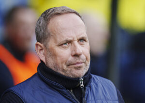 Brøndbys fodbolddirektør Carsten V. Jensen før superligakampen mellem Brøndby IF og Silkeborg IF på Brøndby Stadion mandag den 8. april 2024.