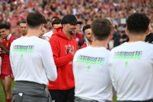 Jürgen Klopp tager afsked med Liverpool på Anfield.
