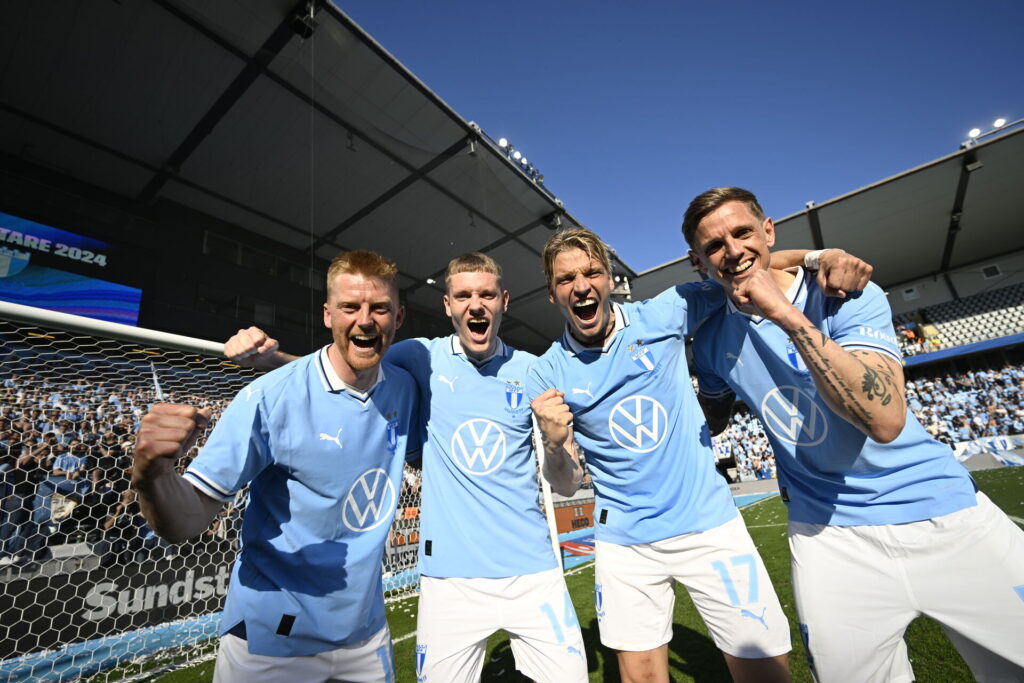 Anders Christiansen, Sebastian Jørgensen, Jens Stryger Larsen og Søren Rieks efter den svenske pokalfinale.