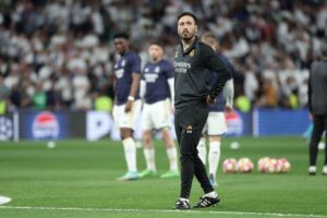 Real Madrids assistenttræner Davide Ancelotti før kampen mod Bayern München i Champions League.