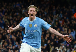 Kevin De Bruyne scorer for Manchester City mod Real Madrid i Champions League.