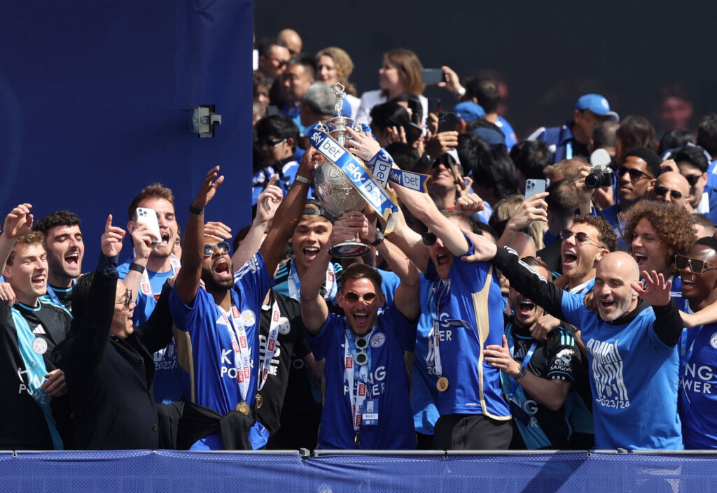 Leicester City fejrer Championship-mesterskabet.