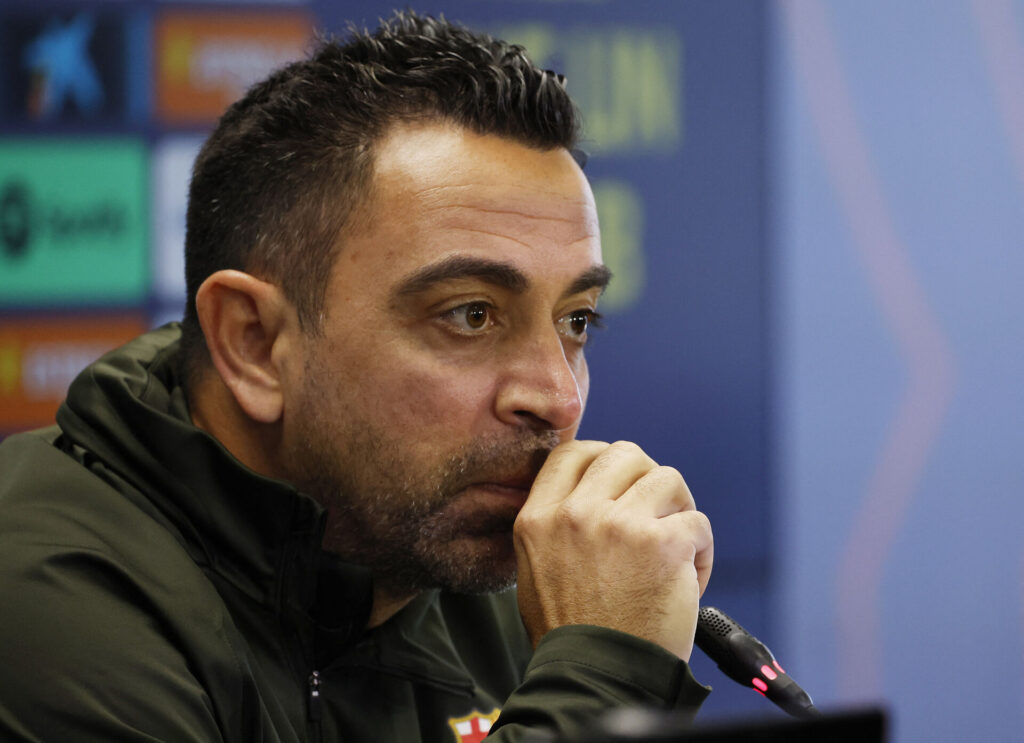 FC Barcelonas cheftræner, Xavi Hernandez, under en pressekonference forud for LaLiga-opgør.