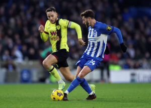 Adam Lallana i aktion for Brighton mod Burnley i Premier League.