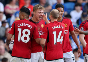 United-spillerne jubler sammen med Højlund