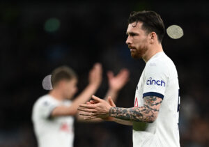 Pierre-Emile Højbjerg i kamp for Tottenham mod Manchester City.