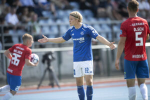 Andri Gudjohnsen i 3F Superliga-kamp for Lyngby Boldklub imod Hvidovre IF.