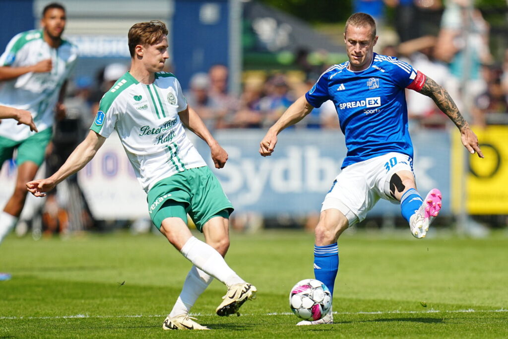 Marcel Rømer i aktion for Lyngby Boldklub mod Viborg FF.