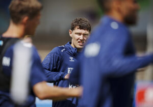 Andreas Christesen til træning for det danske hold.