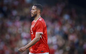 Mathias Zanka Jørgensen i testkampen mod Sverige juni 2024.