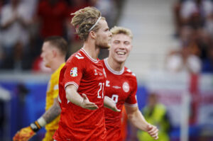 Morten Hjulmand efter scoringen mod England ved EM.