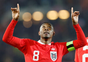 David Alaba i aktion for det østrigske fodboldlandshold.