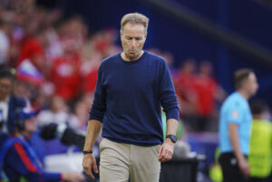 Kasper Hjulmand efter Danmarks kamp mod Slovenien ved EM 2024.