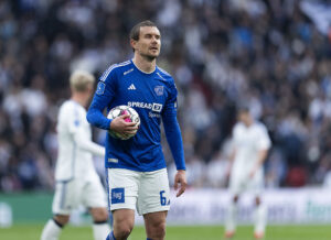 Lyngbys Andreas Bjelland under superligakampen i Parken mellem FC København og Lyngby Boldklub søndag den 10. marts 2024.