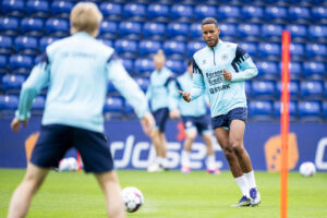 Mathias Zanka Jørgensen under en træning med det danske landshold.