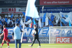 Sønderjyske-fans før NordicBet Liga-braget imod FC Fredericia.