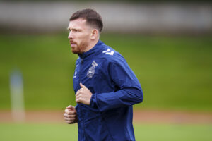 Pierre-Emile Højbjerg under en træning med det danske landshold i Freudenstadt.