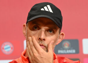 Thomas Tuchel på pressemøde for Bayern München.
