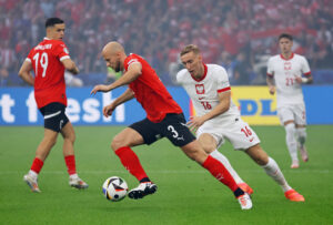Polen og Østrig i kamp ved EM 2024.
