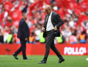 Pep Guardiola efter FA Cup-finalen mellem Manchester City og Manchester United.