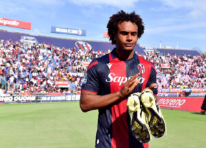 Joshua Zirkzee efter Bolognas kamp imod Udinese.