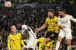 Dani Cavarjal header Real Madrid foran mod Dortmund i Champions League-finalen.
