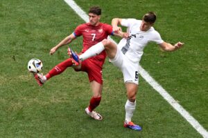 Dusan Vlahovic i kamp for Serbien ved EM 2024