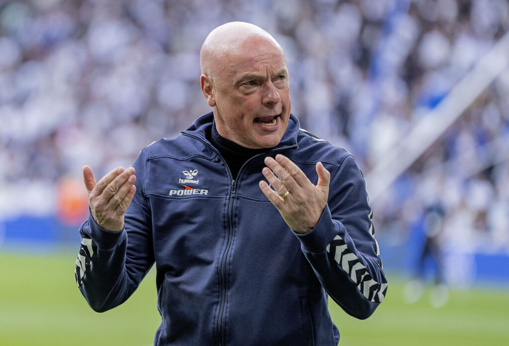 AGFs Cheftræner Uwe Rösler under superligakampen mellem FC København og AGF i Parken i København søndag den 28. april 2024.