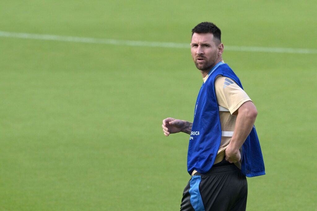 Lionel Messi under et træningspas med det argentinske landshold.