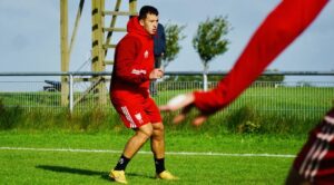 Jasin Assehnoun under en træning i Vejle Boldklub.