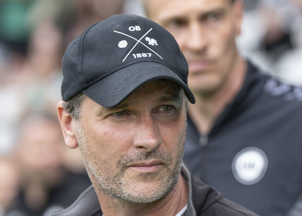 OBs cheftræner Søren Krogh ved indløb til superligakampen mellem Viborg FF og OB på Energi Viborg Arena lørdag den 25. maj 2024.