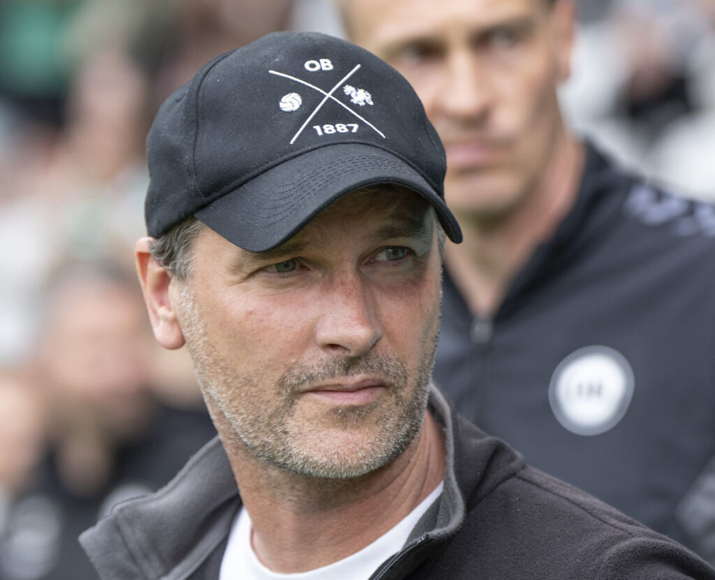 OBs cheftræner Søren Krogh ved indløb til superligakampen mellem Viborg FF og OB på Energi Viborg Arena lørdag den 25. maj 2024.