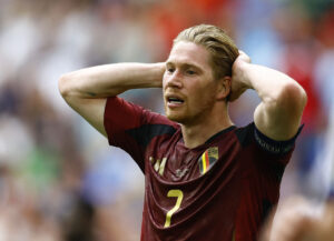 Kevin De Bruyne i kamp for Belgien ved EM-slutrunden i Tyskland.