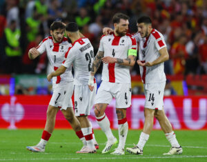 De georgiske spillere går sammen efter scoring ved EM.