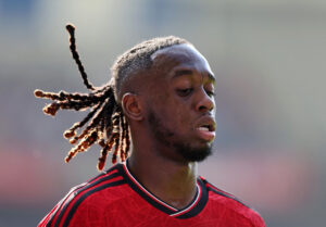 Manchester Uniteds Aaron Wan-Bissaka under Premier League-kampen mod Brighton