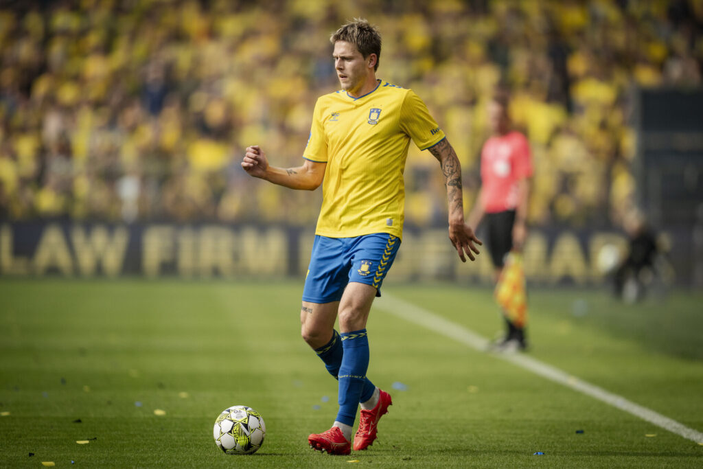 Brøndby IFs Nicolai Vallys under 3F Superliga-kampen mellem Brøndby IF og AGF på Brøndby Stadion i Brøndby søndag den 26. maj 2024.