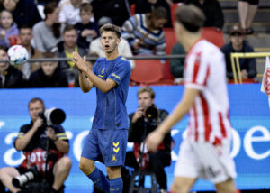 Brøndbys Filip Bundgaard i superligakampen mellem AaB og Brøndby IF på Aalborg Portland Park, søndag den 18. august 2024.