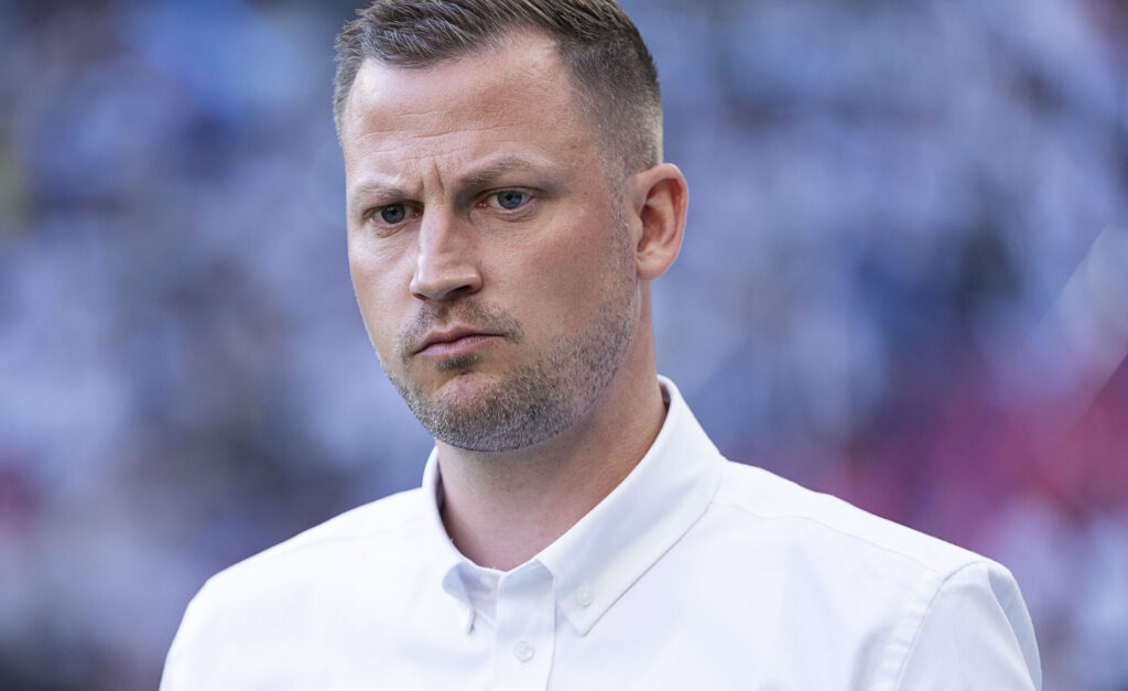 FCKs Cheftræner Jacob Neestrup under playoff-kampen om en plads i Conference League-kvalifikationen mellem FC København og Randers FC i Parken, København, fredag den 31. maj 2024