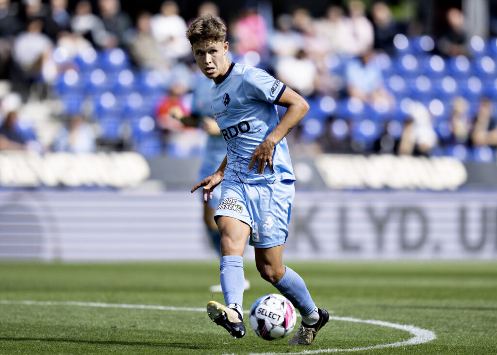 Randers FC's Mads Enggård i superligakampen mellem Randers FC og Silkeborg IF på Cepheus Park i Randers, søndag den 11. august 2024.