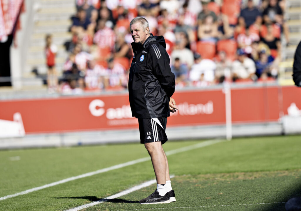 Silkeborg IF's cheftræner Kent Nielsen i superligakampen mellem AaB og Silkeborg IF på Aalborg Portland Park, søndag den 28. juli 2024.