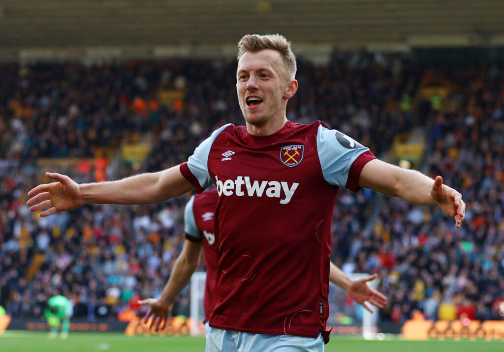 James Ward-Prowse jubler efter en scoring for West Ham.