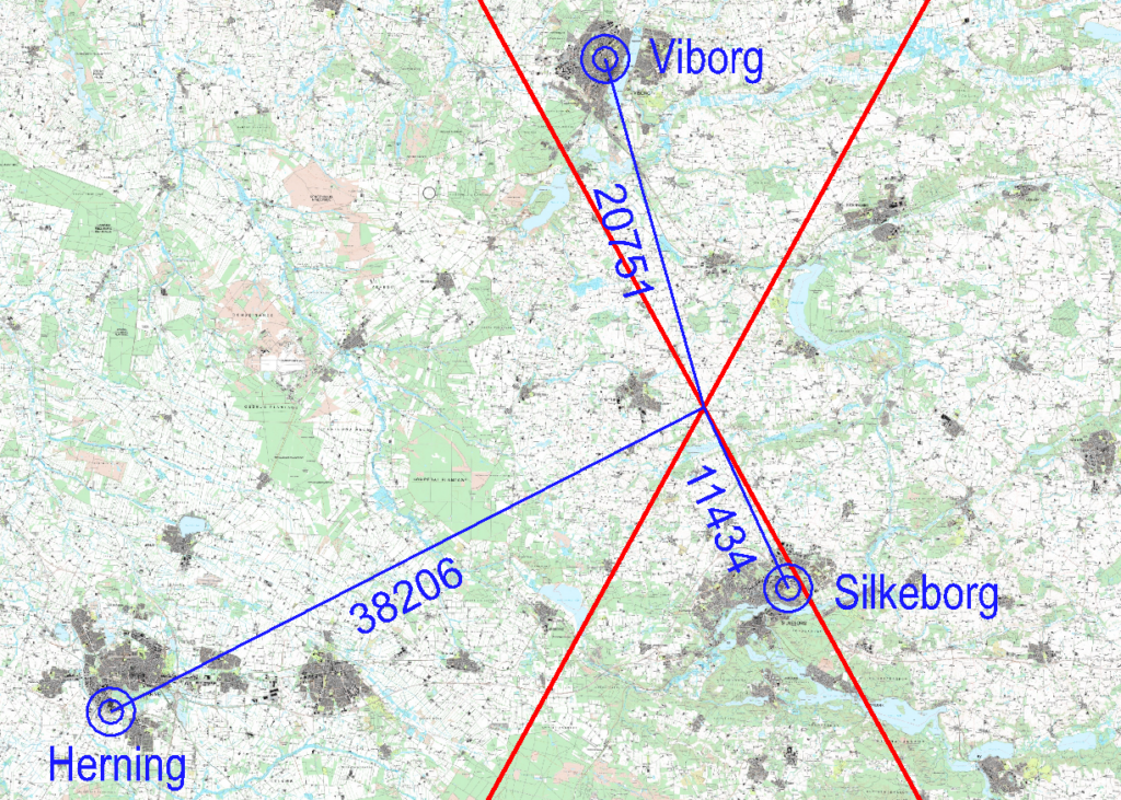 Kort over afstand fra stadion til midtpunkt