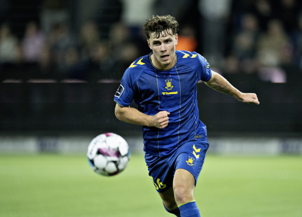 Mathias Kvistgaarden i kamp for Brøndby IF.