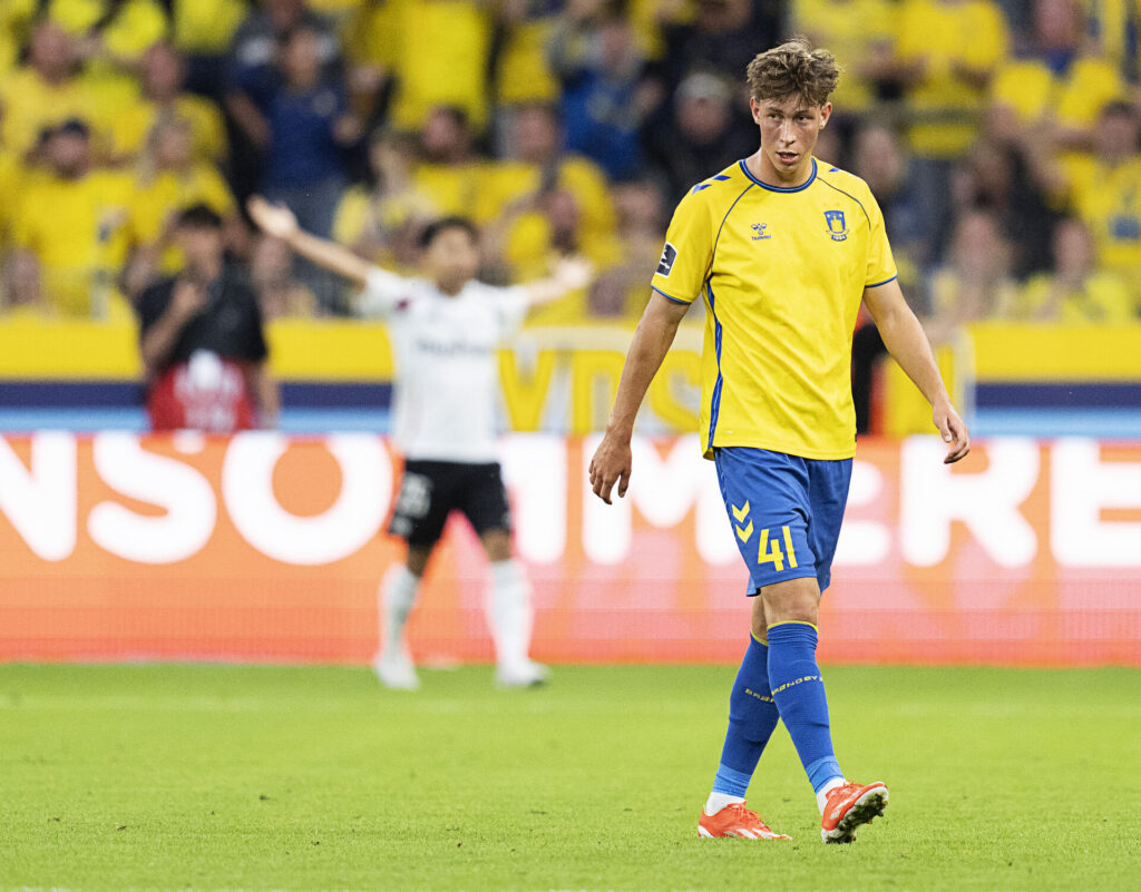 Oscar Schwartau under en af sine sidste kampe for Brøndby IF.