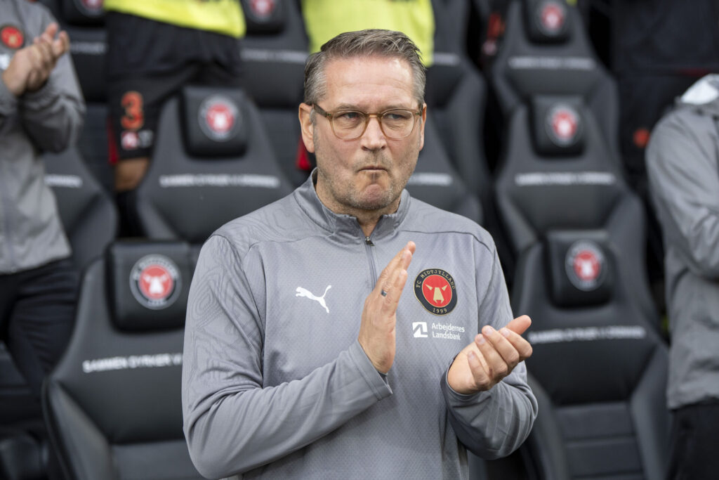 FC Midtjyllands cheftræner Thomas Thomasberg under superligakampen mellem FC Midtjylland og FC København på MCH Arena i Herning, lørdag den 14. september 2024