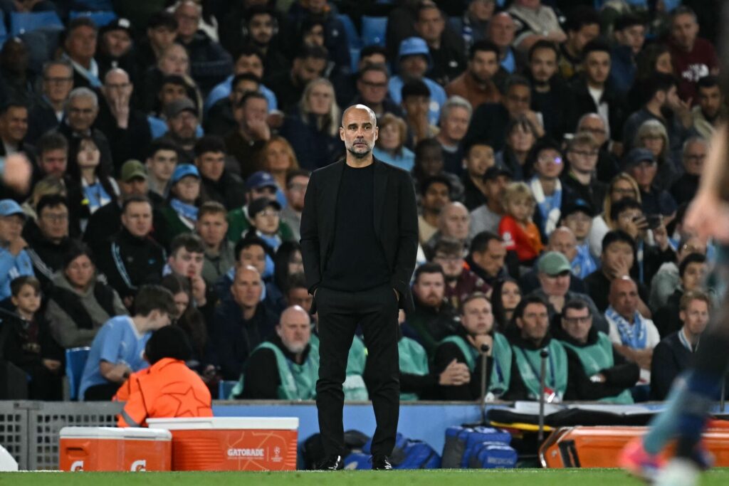 Manchester City-manager Pep Guardiola under Champions League-kampen mod Inter på Etihad Stadium