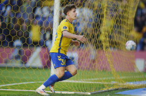 Mathias Kvistgaarden fejrer en scoring for Brøndby IF i Superligaen mod Sønderjyske.