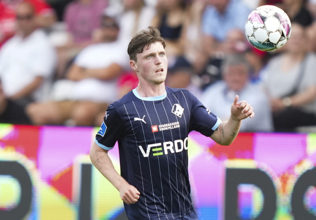 Nikolas Dyhr (Randers 44) under Superligakampen mellem Vejle Boldklub og Randers FC på Vejle Stadion søndag den 21. juli 2024