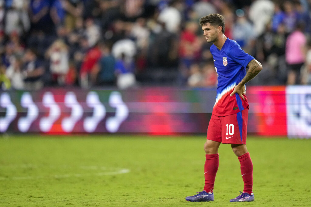 En skuffet Christian Pulisic under kampen mellem USA og New Zealand.