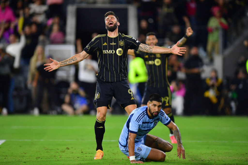 Olivier Giroud fejrer sin scoring for Los Angeles FC i US Open Cup-finalen mod Kansas City.